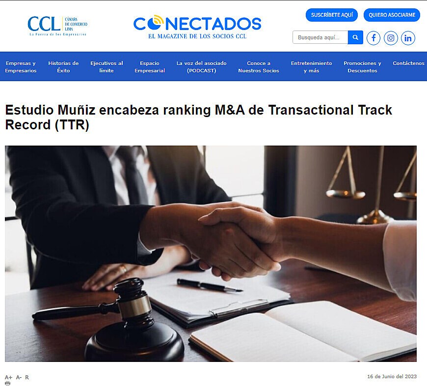 Estudio Muiz encabeza ranking M&A de Transactional Track Record (TTR)